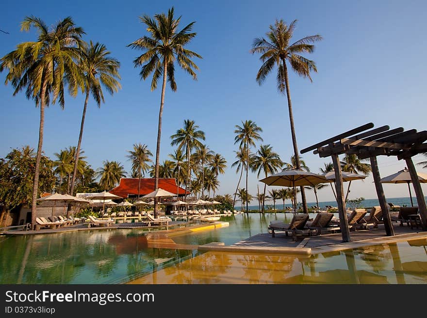 Swimming pool on the beach in Thailand