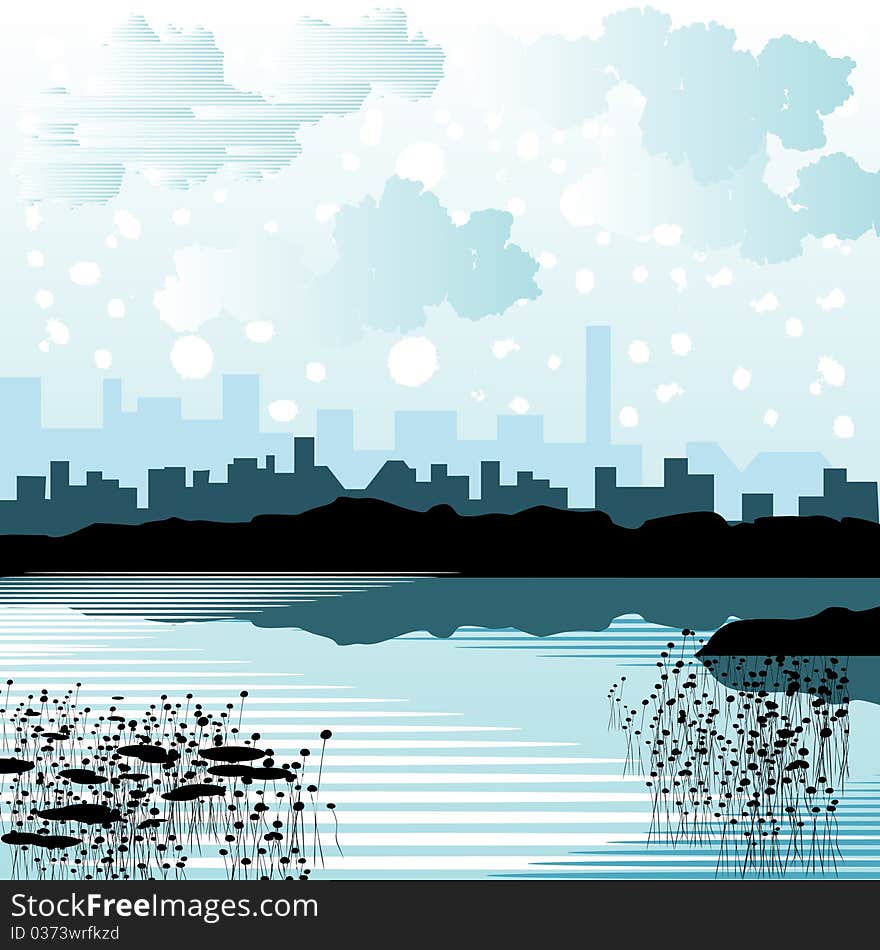 Abstract city silhouette vector background