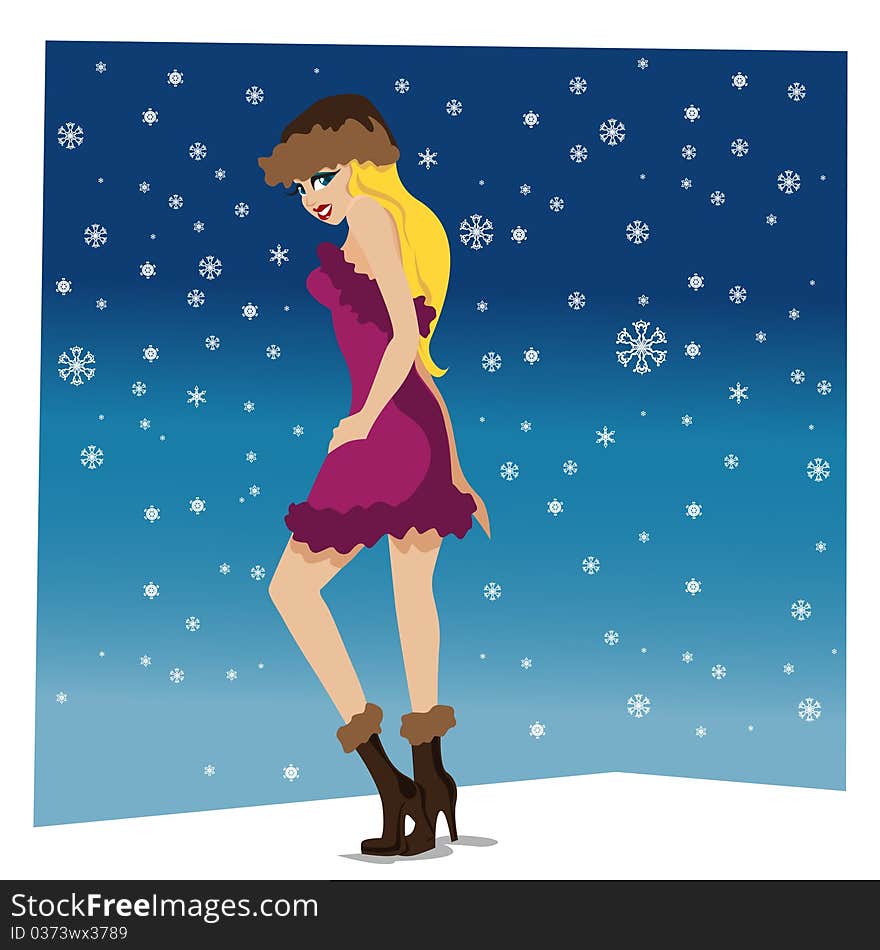 Abstract winter girl  vector background vector