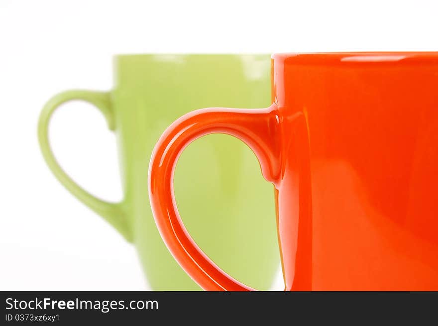 Cups for tea on a white background