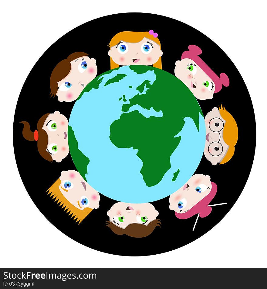 Children and earth vector background vector