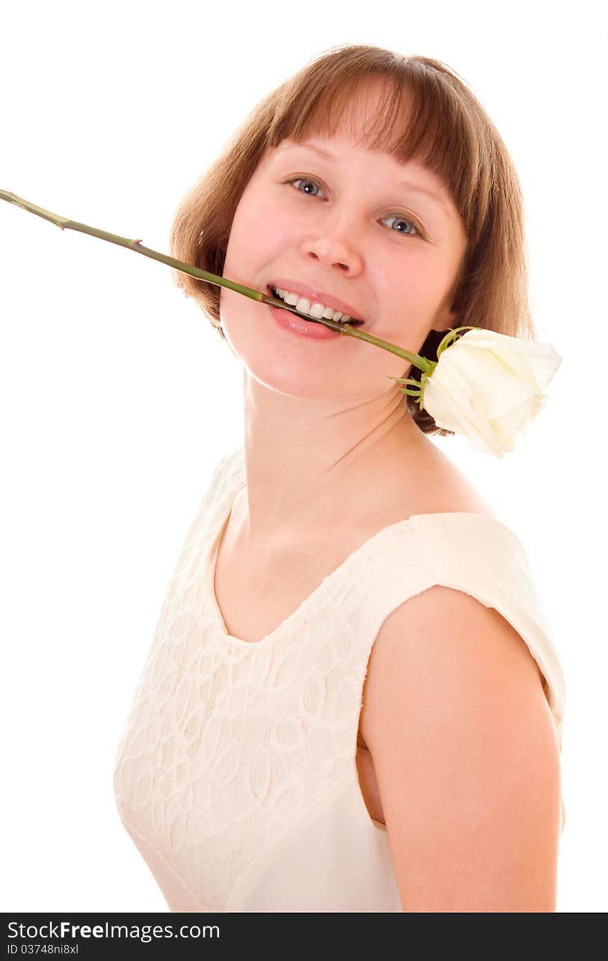 Girl with a rose in his teeth. Girl with a rose in his teeth.