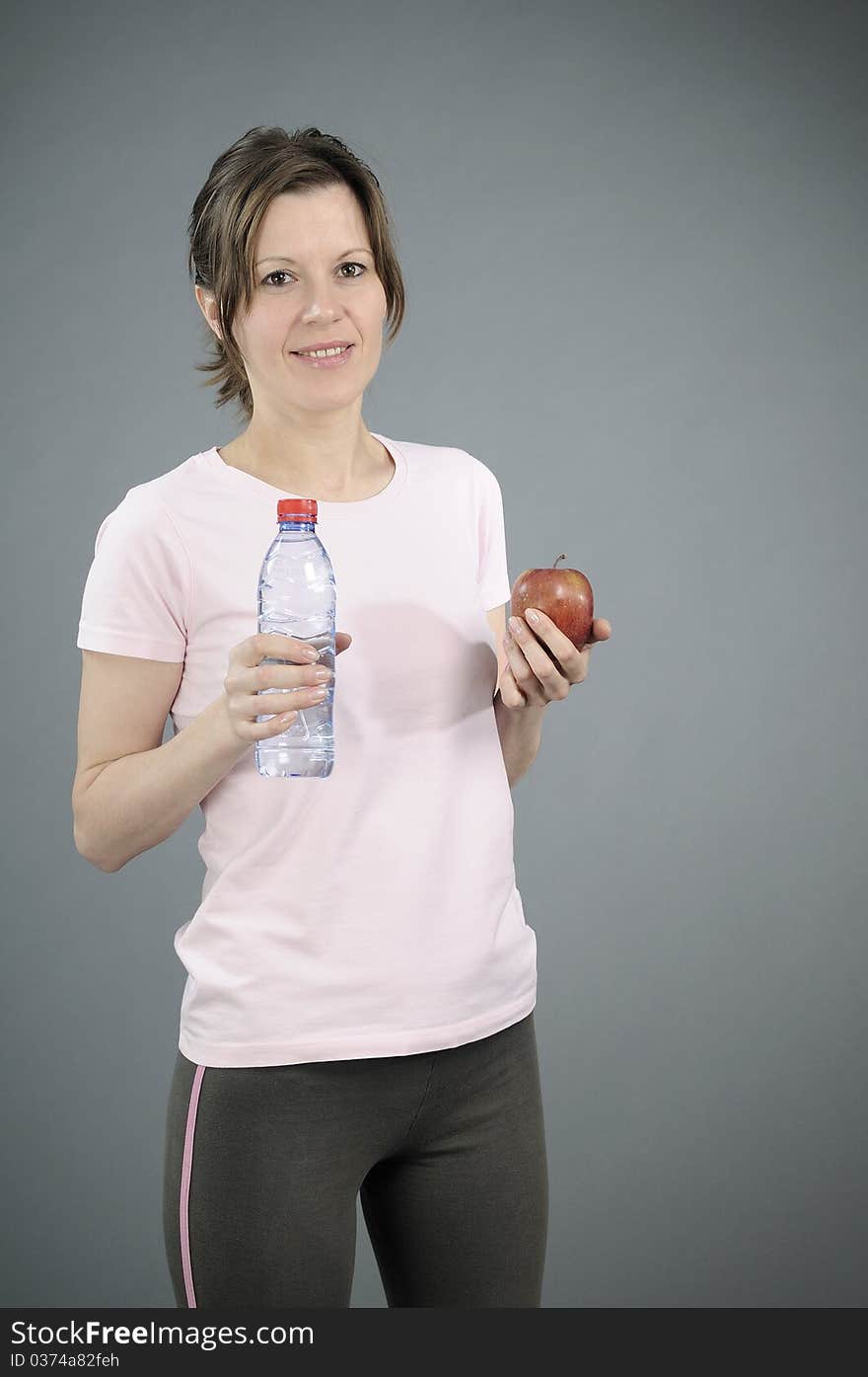 White woman resting after gym exercises. White woman resting after gym exercises