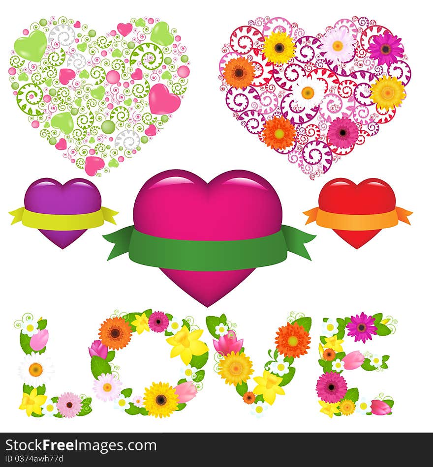 Collection Of Hearts. Vector