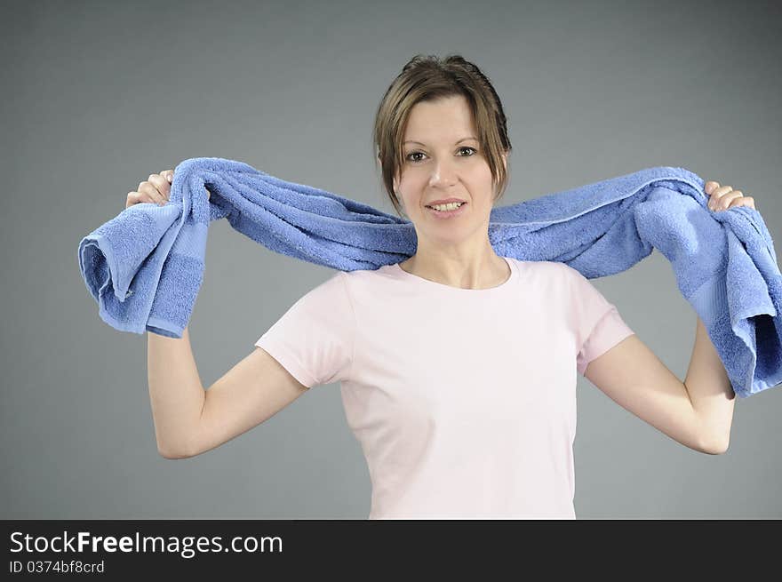 White woman resting after aerobic exercises. White woman resting after aerobic exercises