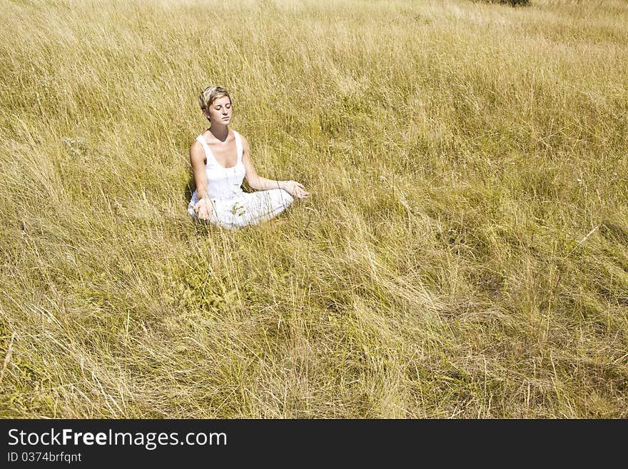 Young girl meditating