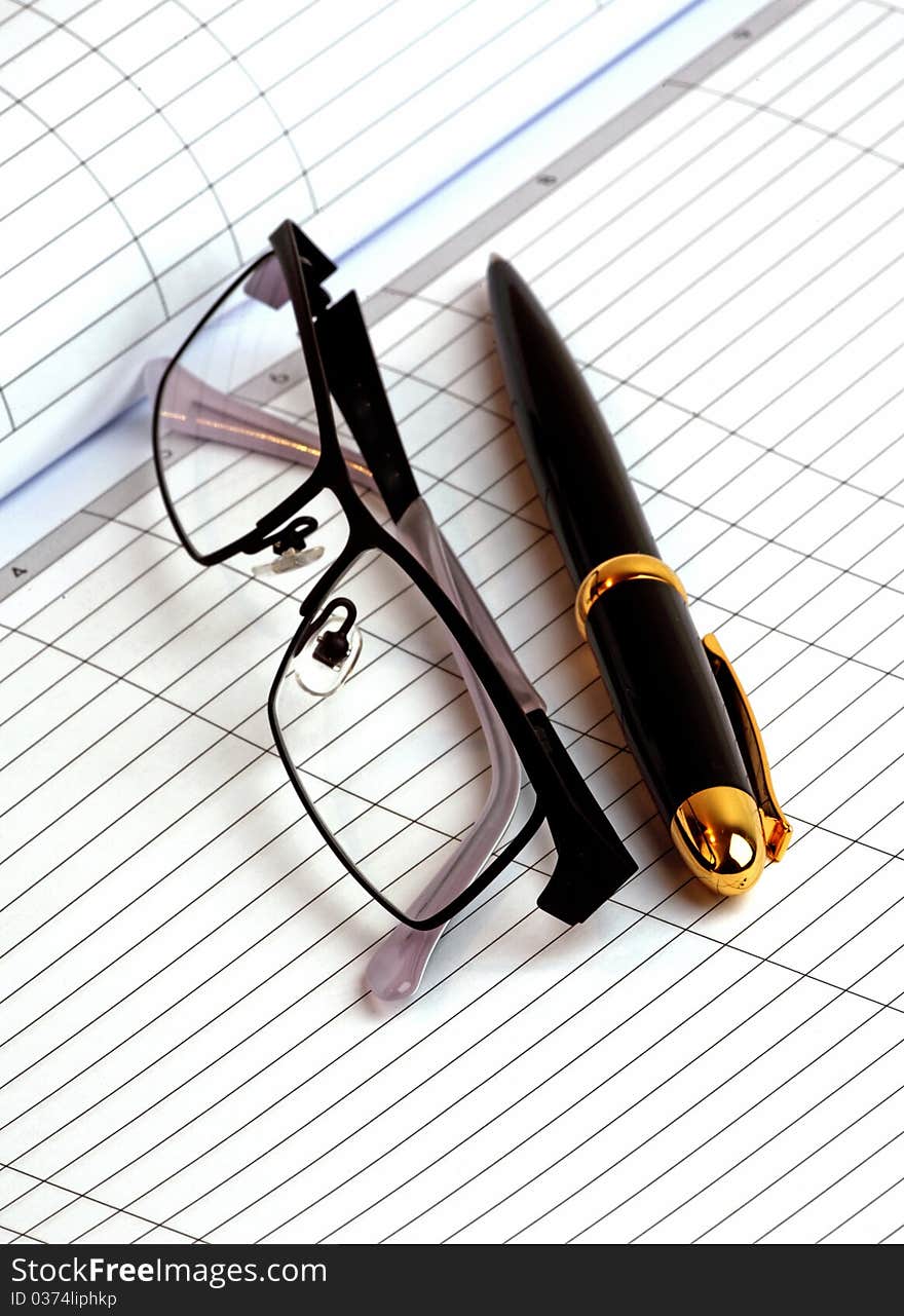 pen and glasses