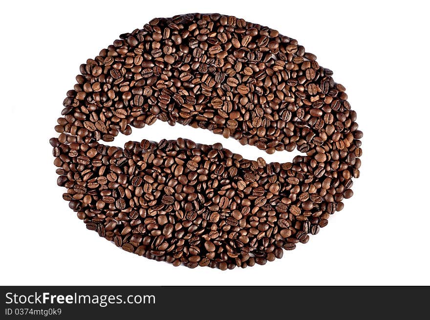 Big coffee bean made of coffee beans