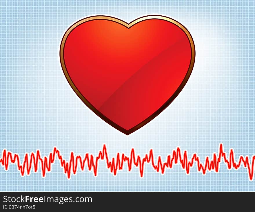 Editable background - heart and heartbeat symbol. EPS 8 file included