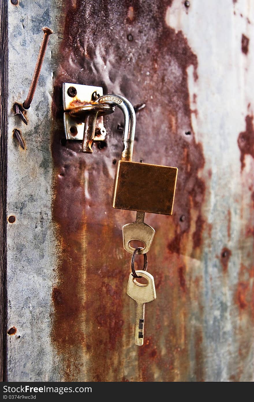 Key Locked On Grunge Zinc Plate