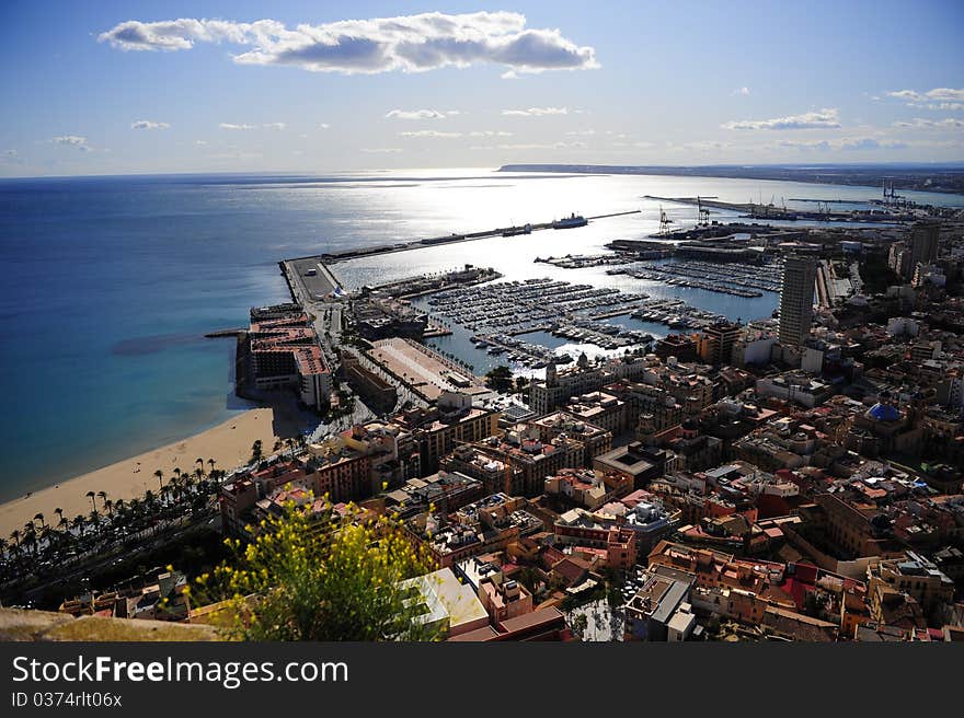 Sunny harbour in Spain