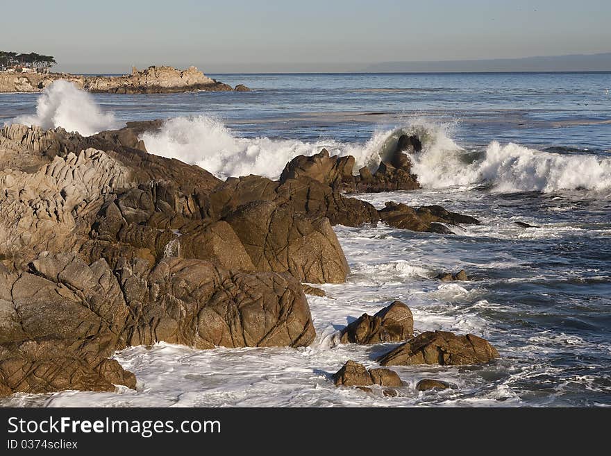 Central California Shoreline - Rocks & Waves