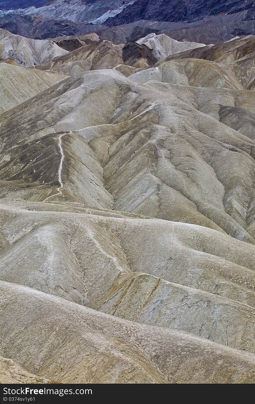 Barren rocky, eroded landscape near Zabriski Point in Death Valley, California. Barren rocky, eroded landscape near Zabriski Point in Death Valley, California