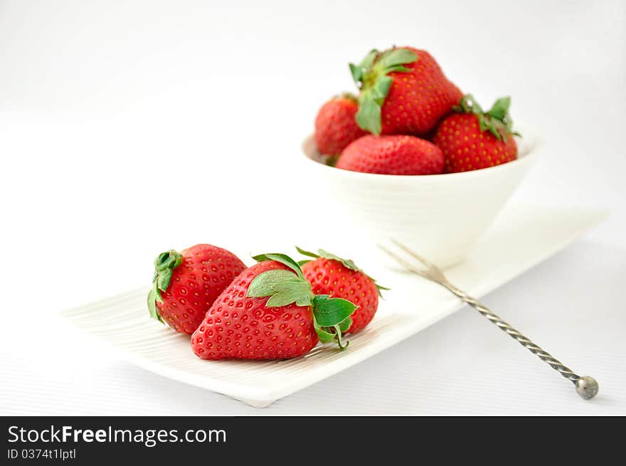 Group of fresh, succulent strawberries