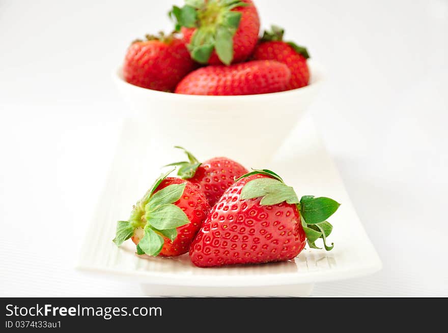 Group of fresh, succulent strawberries