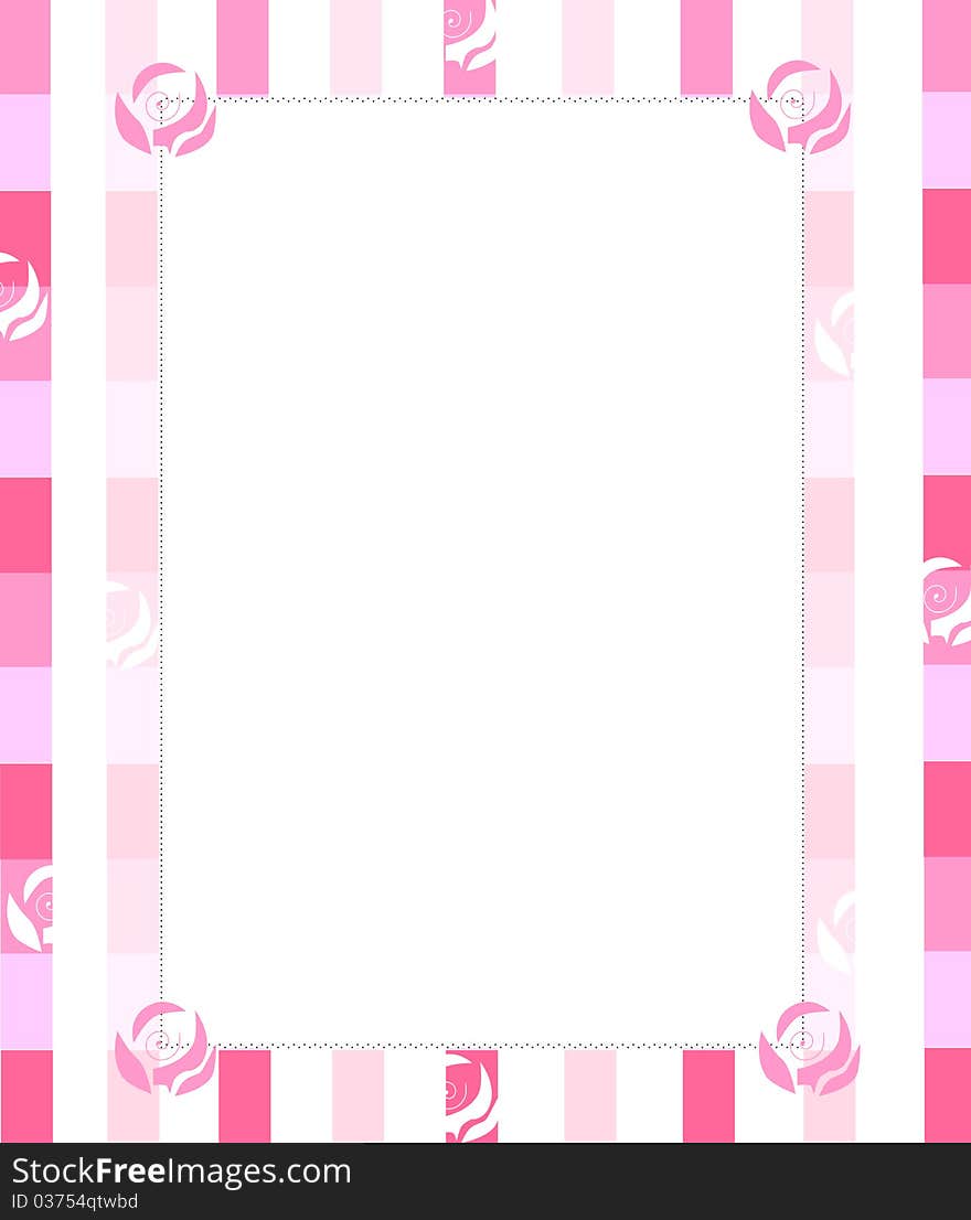 Decorative pink rose frame /card