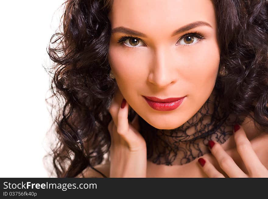 Portrait of young beautiful brunette woman