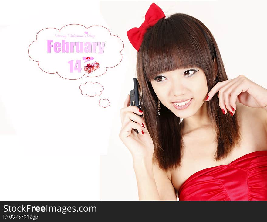 Asian girl in Valentine