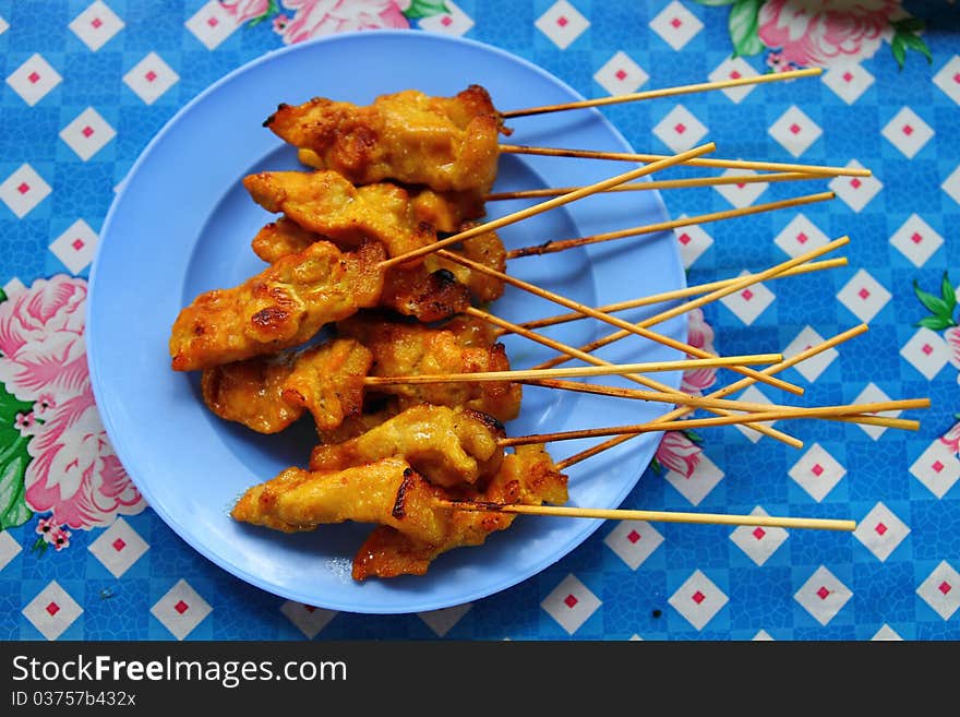 Thai food grilled meat satay. Thai food grilled meat satay