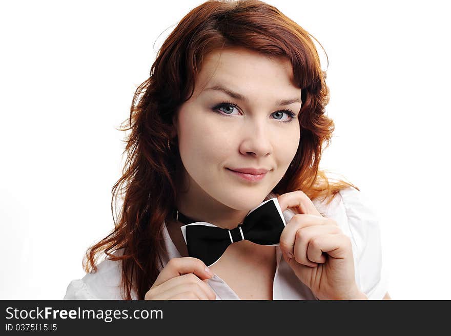 An image of a nice young woman with a butterfly. An image of a nice young woman with a butterfly