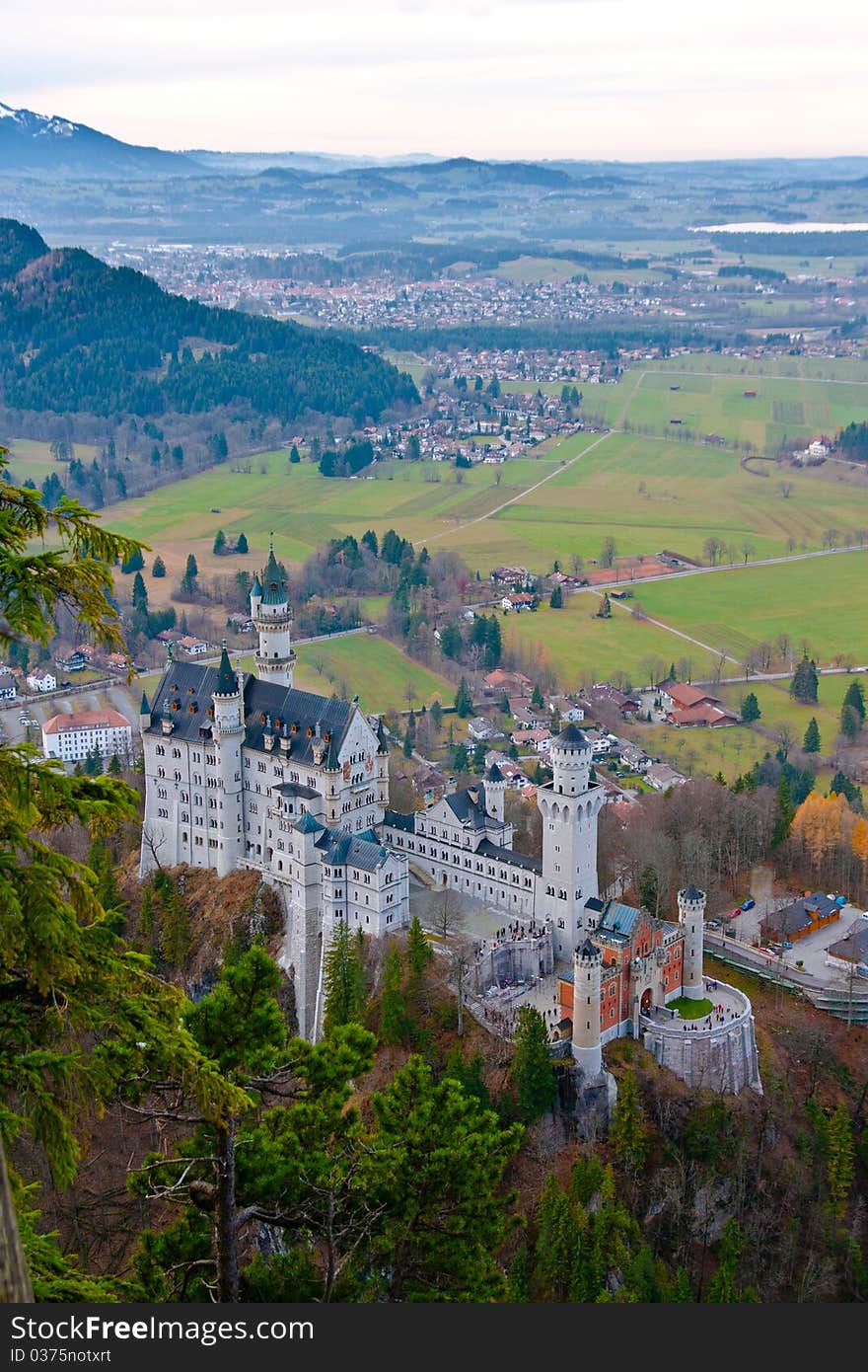 Bavarian castle Neuschwanstein in autumn