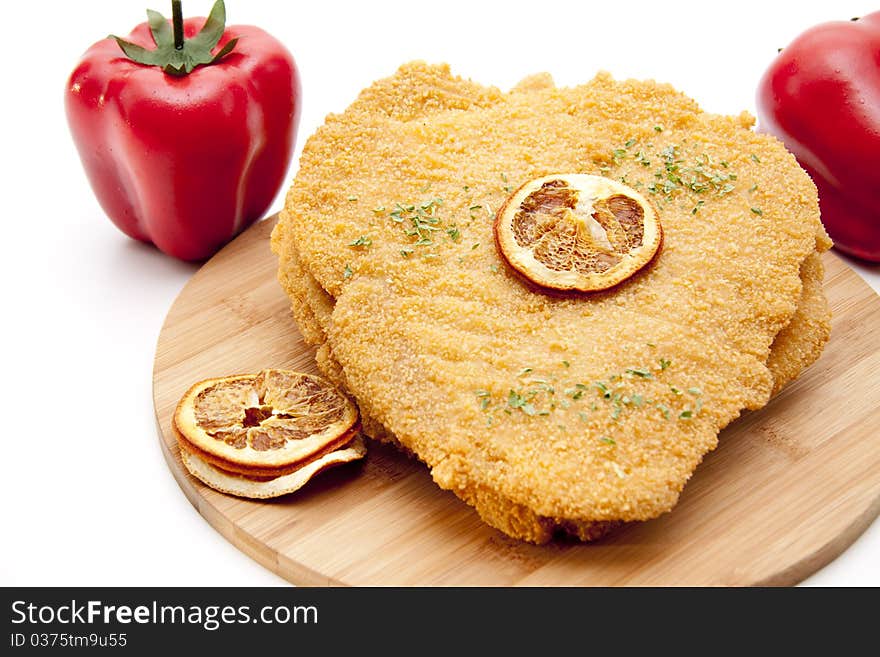 Escalope raw with paprikas