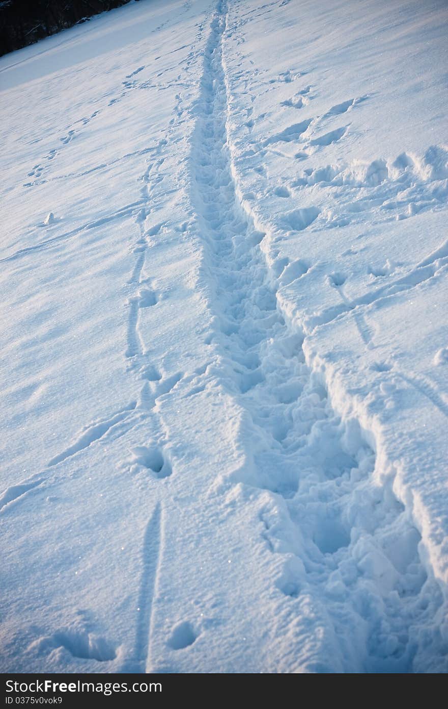 Foot mark in snow