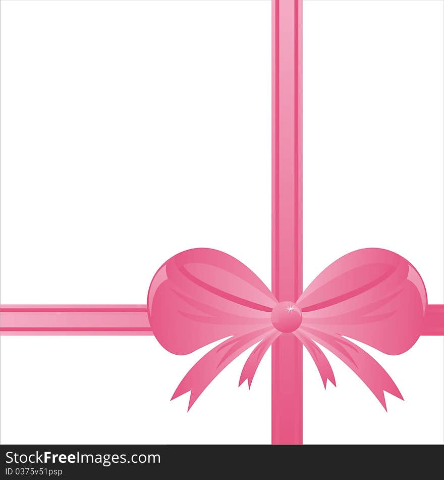 Pink bow isolated on white