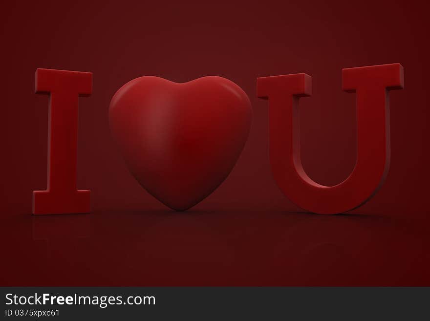 High quality 3d image of I love you valentine's day card