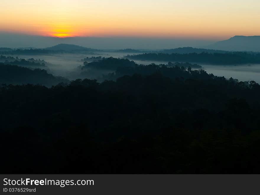 Central mountain fog in the morning. Central mountain fog in the morning.