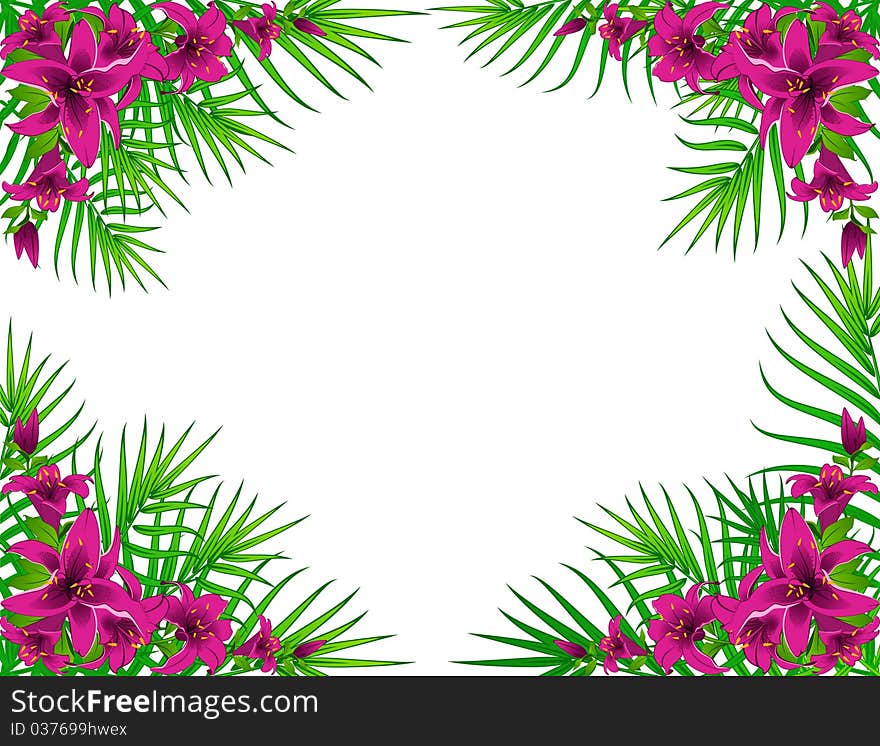 Background with beautiful tropical lillies