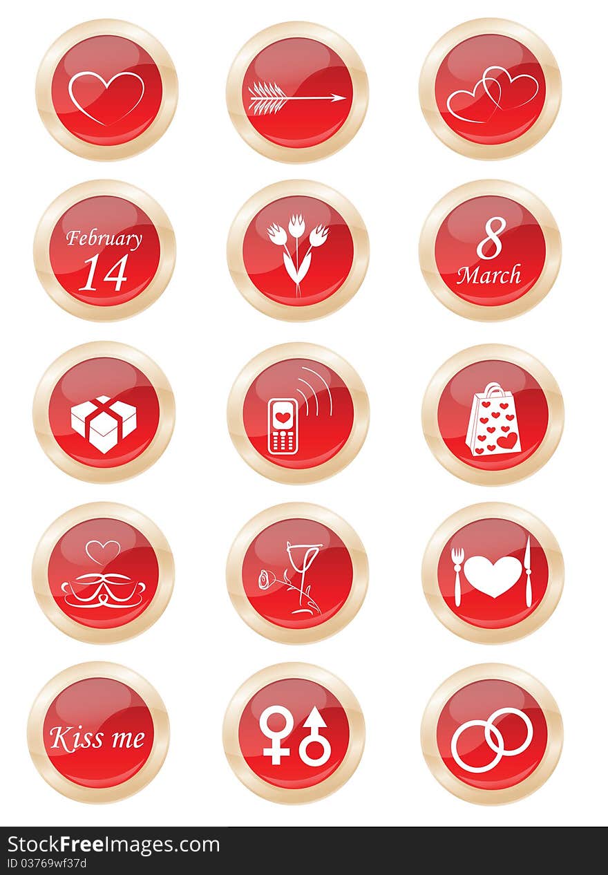 Set buttons on the love theme.