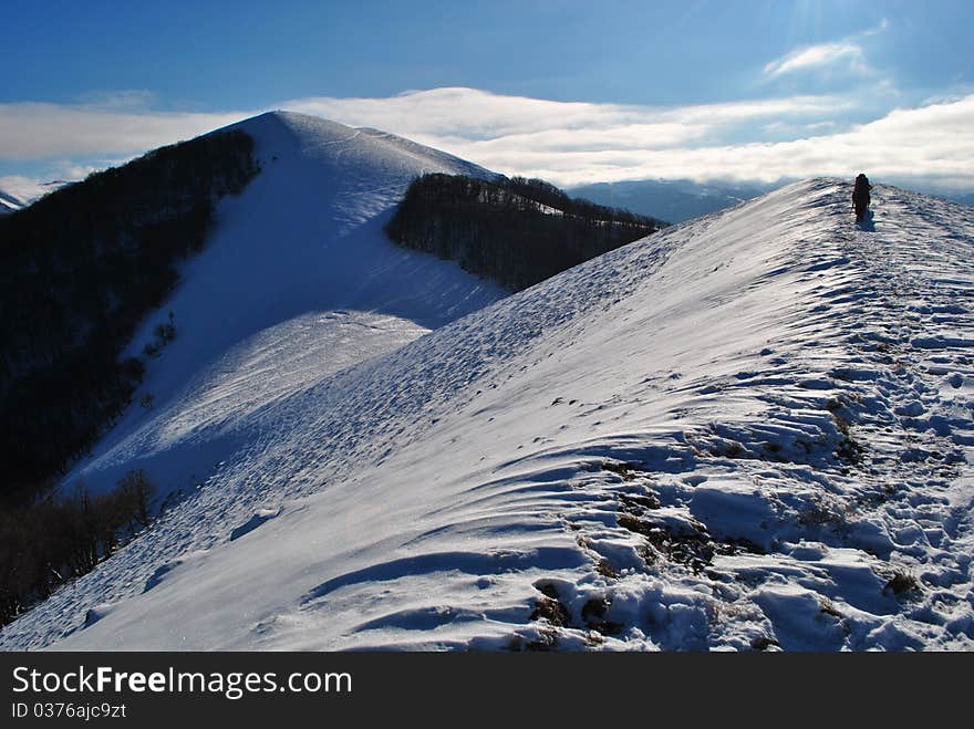 Crimean hills covered with snow