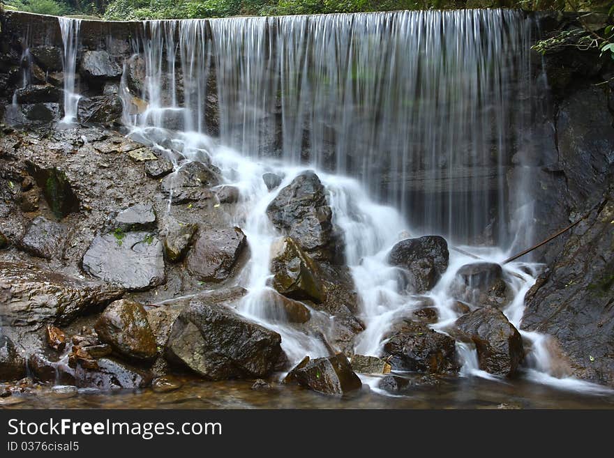 Waterfall in a Small China Town