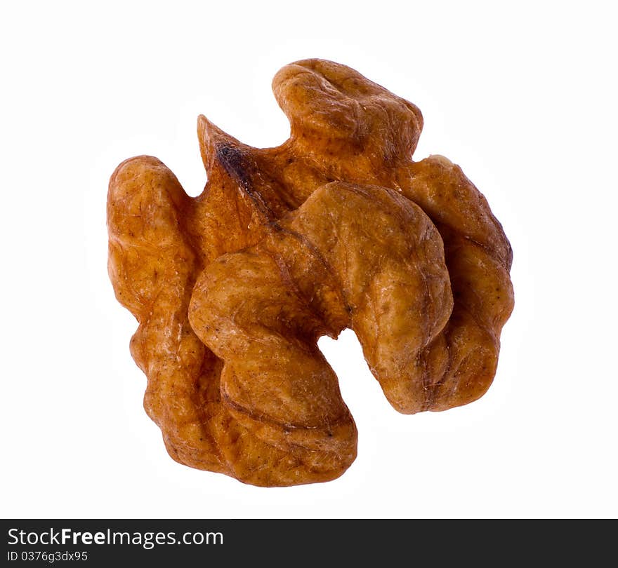 Single Walnut On White Background