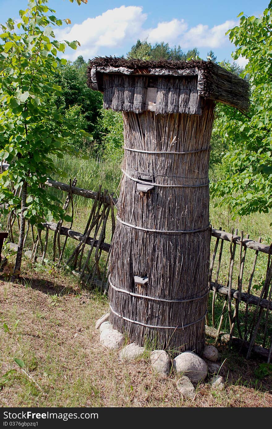 Hive made of straw for bees. Rural tourism. Hive made of straw for bees. Rural tourism.