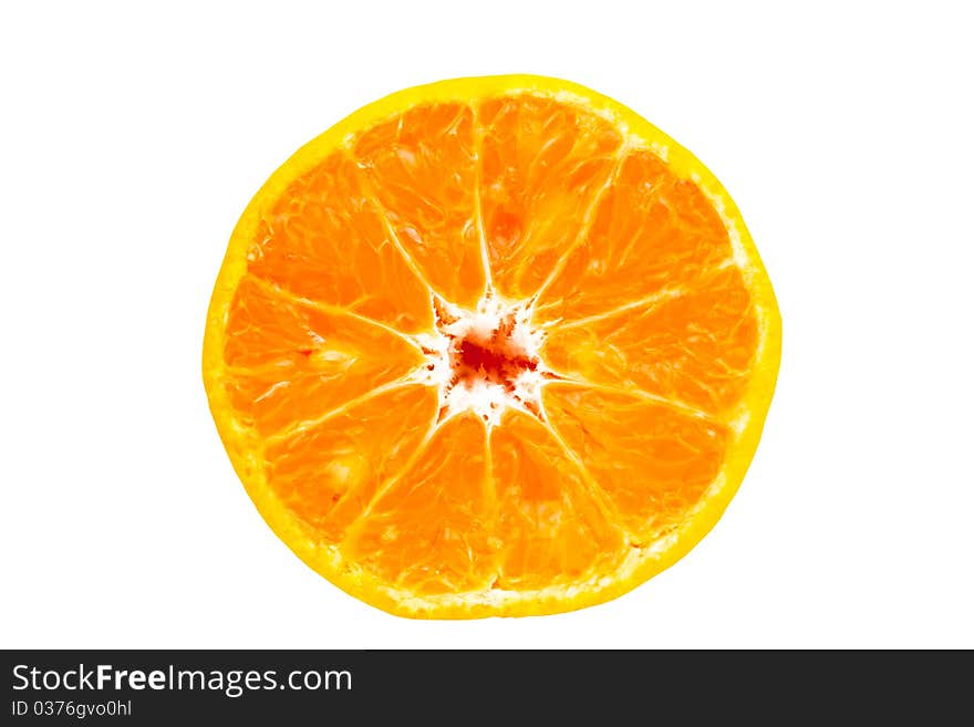 Orange slice close over white background. Orange slice close over white background