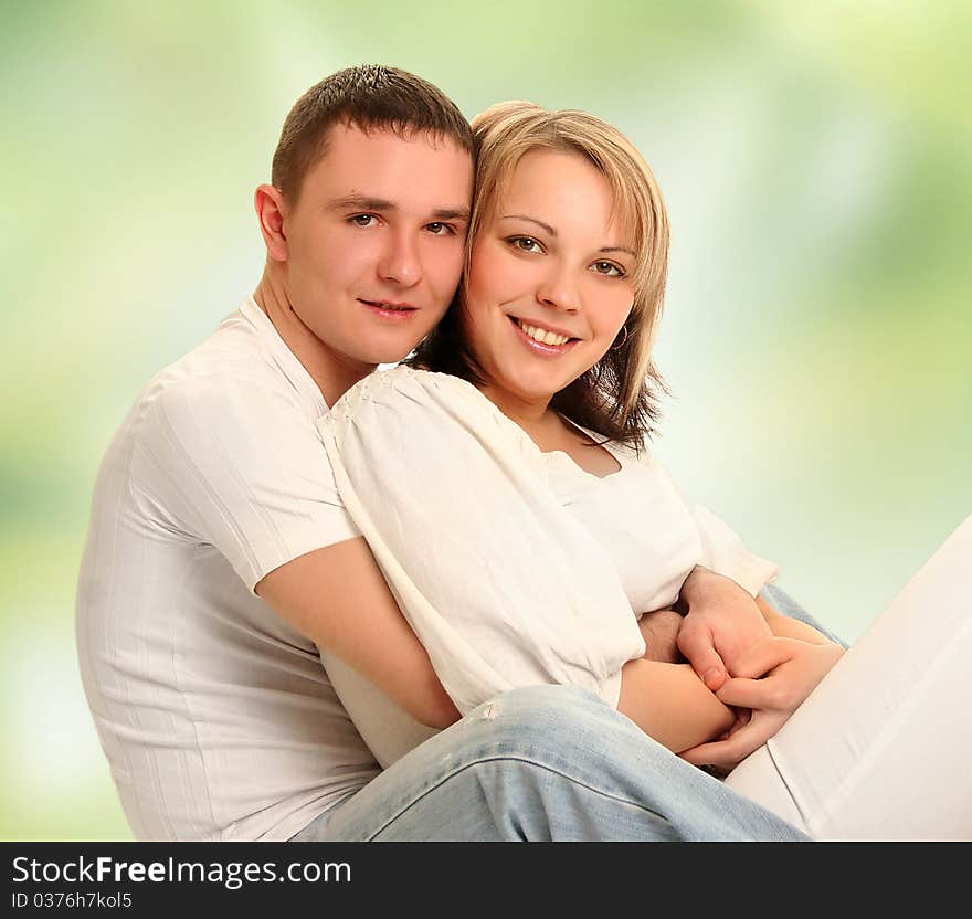 Beautiful young couple on white. Beautiful young couple on white