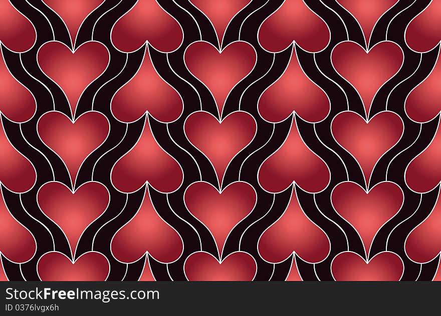 Red hearts on chocolate background. Red hearts on chocolate background