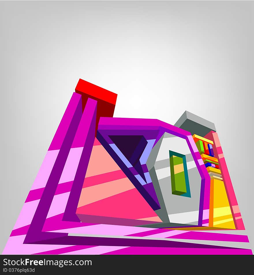 Colorful abstraction with 3d elements