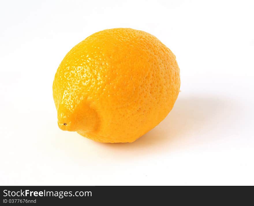 Yellow lemon on white background