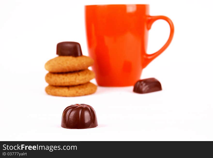 Cups for tea on a white background