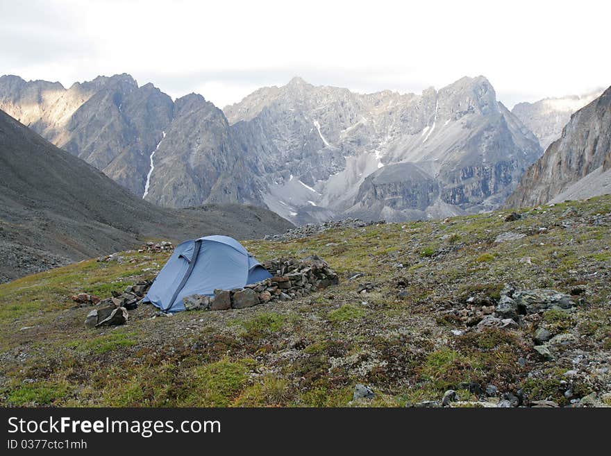 Tent in mountains