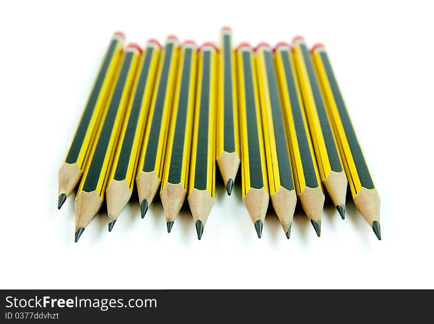 Group of pencils on white background