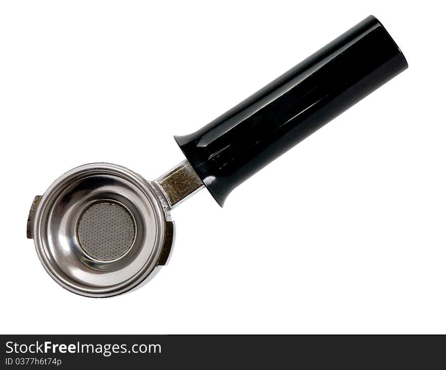 Isolated holder for coffee filter with filter. Isolated holder for coffee filter with filter