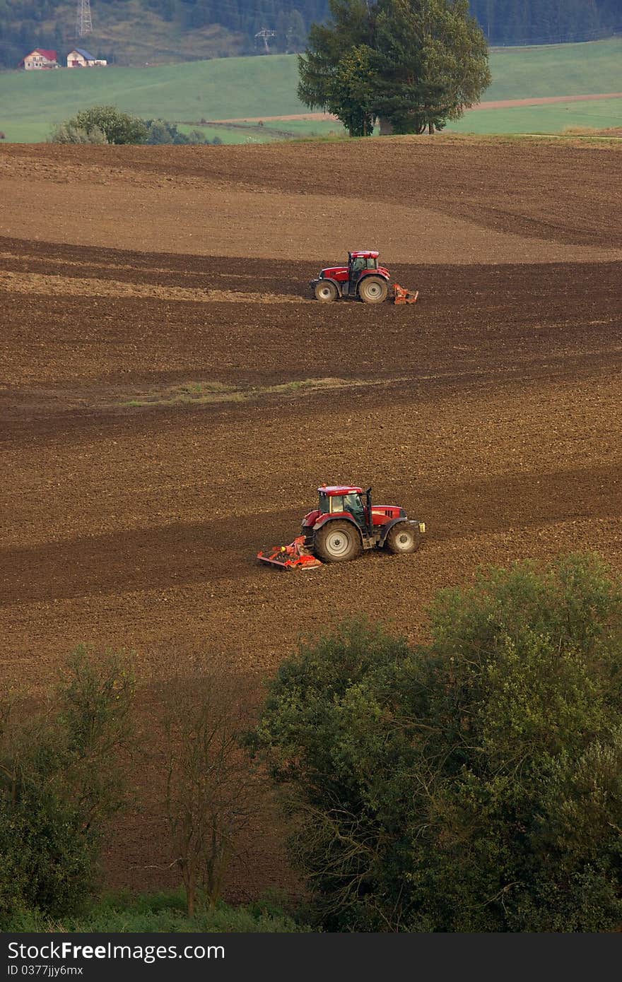 Tractor sworking on field