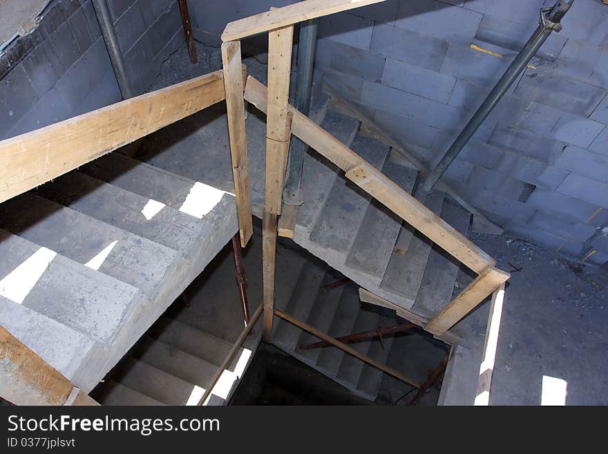 Stairs under construction - work places