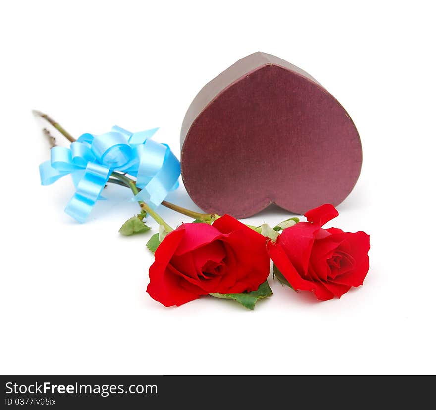 Rose with dark colors on a valentine box