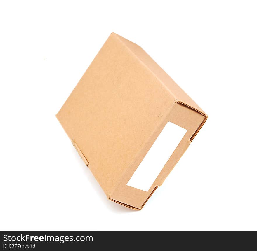 Close up of carton box on white background with clipping path