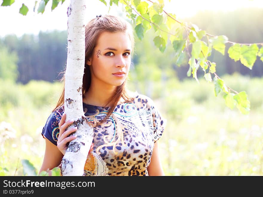 Attractive girl on the nature